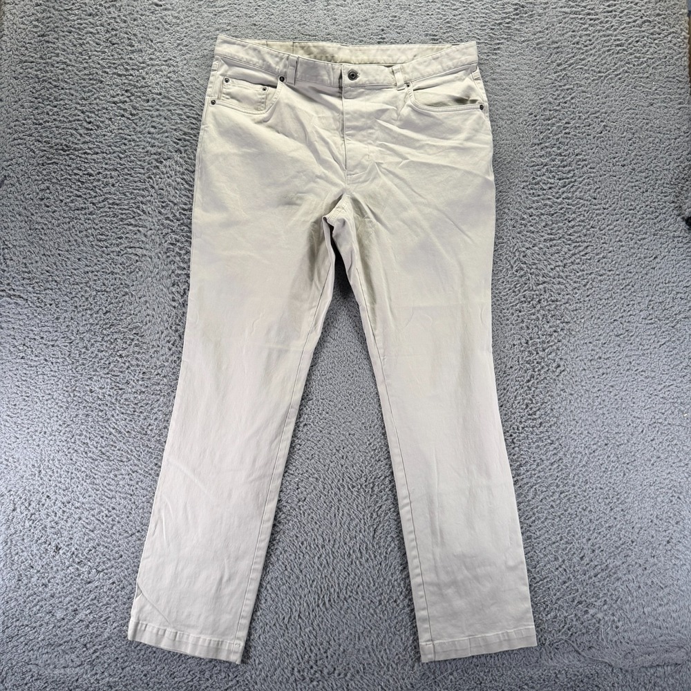 Tasso Elba Pant Mens 36x31 White Cotton Khakis Straight Workwear Utility Stretch